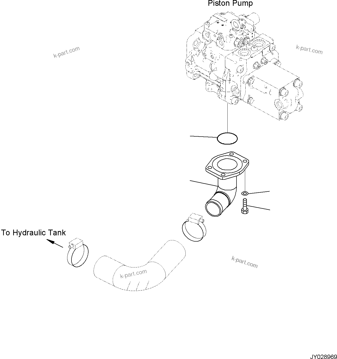 Komatsu parts book diagram for PC55MR-5E0 S/N 9101 AND UP: ENGINE RELATED PARTS, PISTON PUMP PIPING