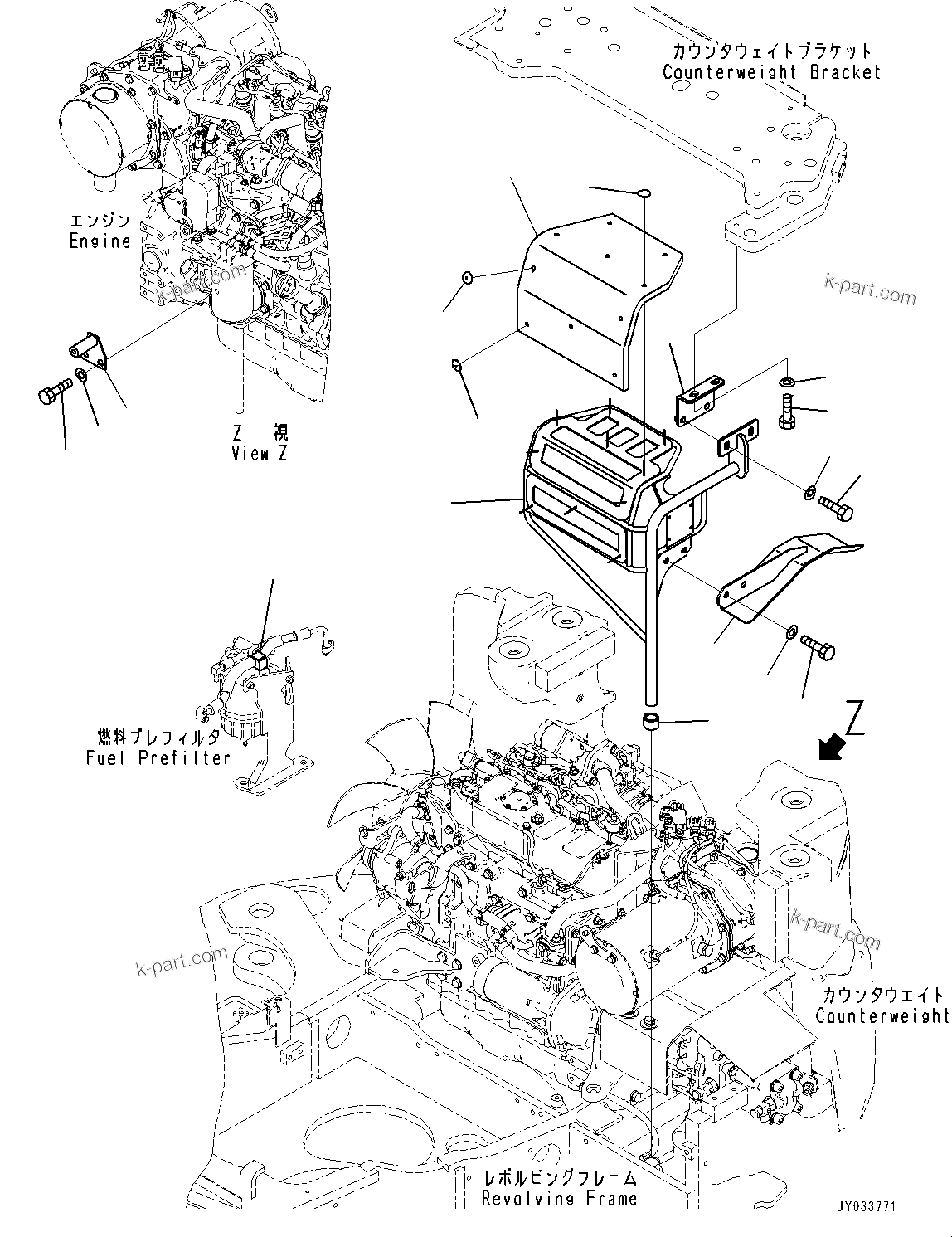 Komatsu parts book diagram for PC55MR-5E0 S/N 9101 AND UP: ENGINE RELATED PARTS, KOMATSU DIESEL PARTICULATE FILTER (KDPF) COVER