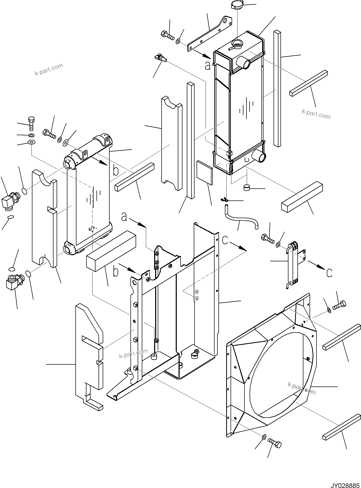 Komatsu parts book diagram for PC55MR-5E0 S/N 9101 AND UP: COOLING SYSTEM, RADIATOR AND OIL COOLER