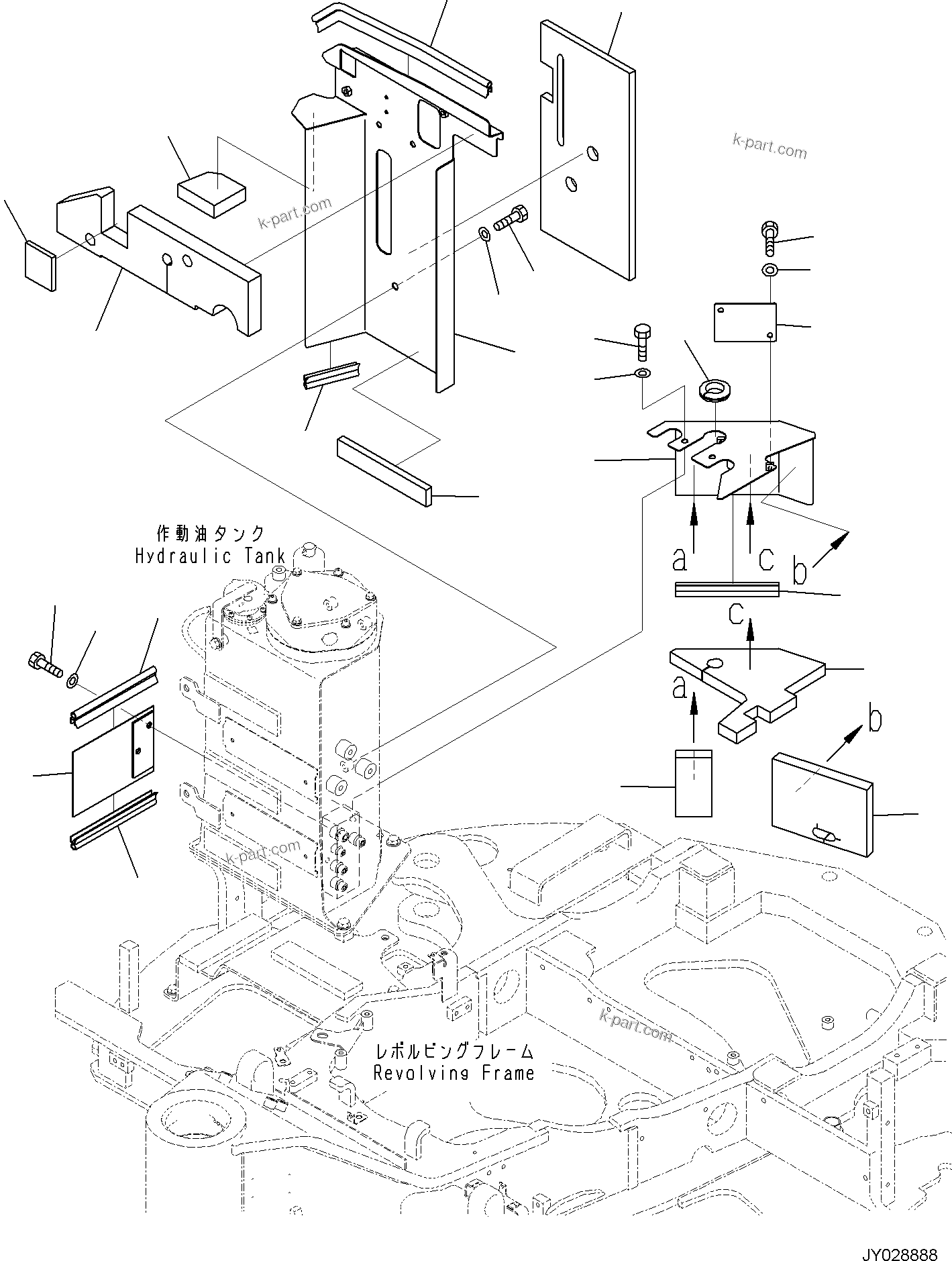 Komatsu parts book diagram for PC55MR-5E0 S/N 9101 AND UP: COOLING SYSTEM, COVER