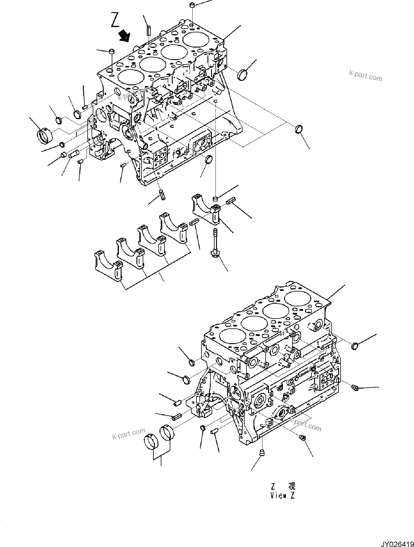 Komatsu parts book diagram for SAA4D95LE-7A S/N 801699-UP FOR PW118MR-11: ENGINE CYLINDER BLOCK AND ITS RELATED PARTS, CYLINDER BLOCK, BLOCK
