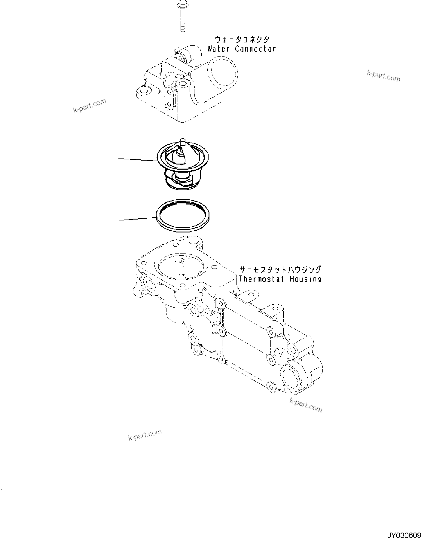 Komatsu parts book diagram for SAA4D95LE-7A S/N 801699-UP FOR PW118MR-11: ENGINE COOLING SYSTEM, THERMOSTAT