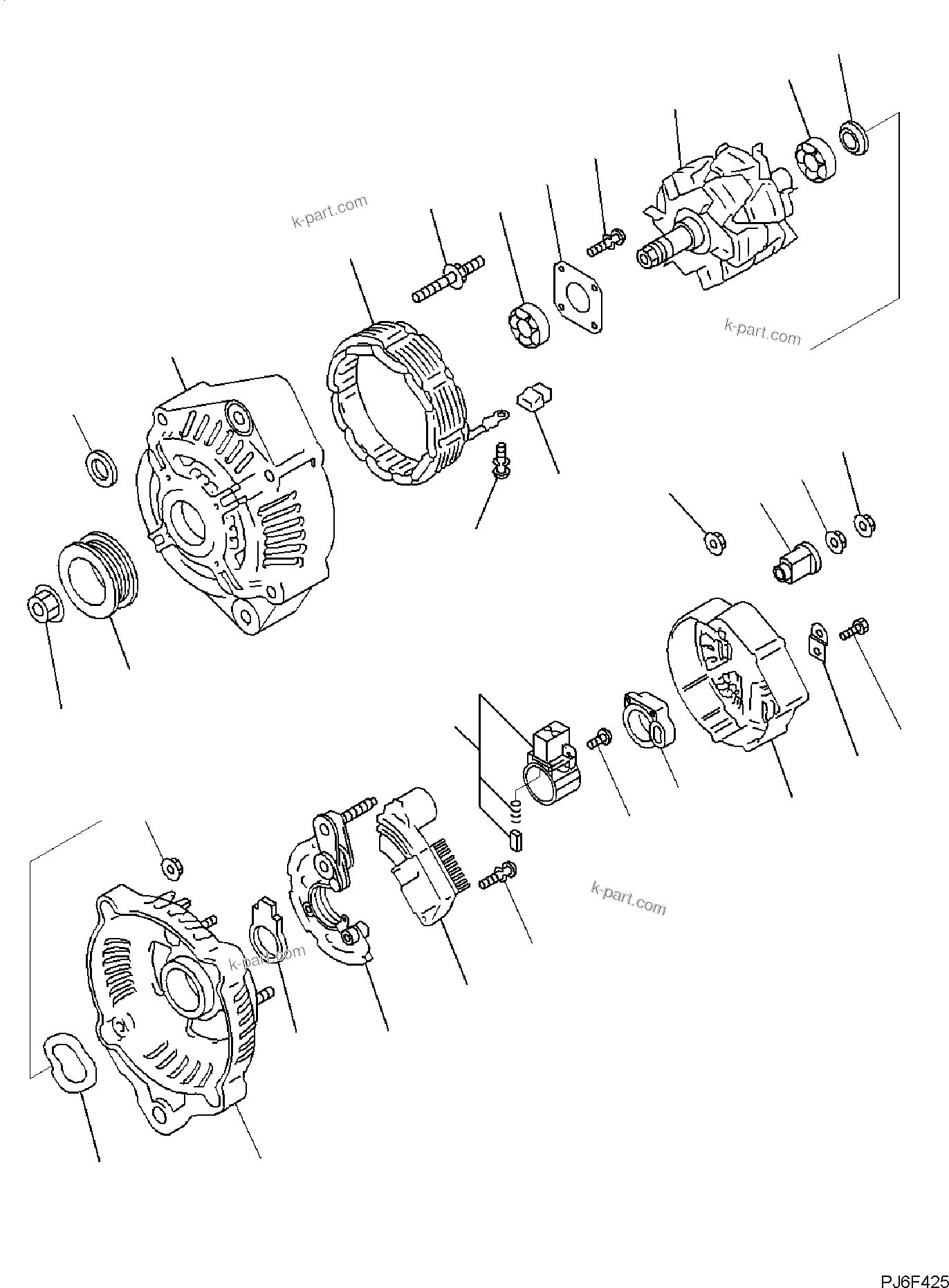 Komatsu parts book diagram for SAA4D95LE-7A S/N 801699-UP FOR PW118MR-11: ENGINE ELECTRICAL SYSTEM, ALTERNATOR, 60AMP, INNER PARTS