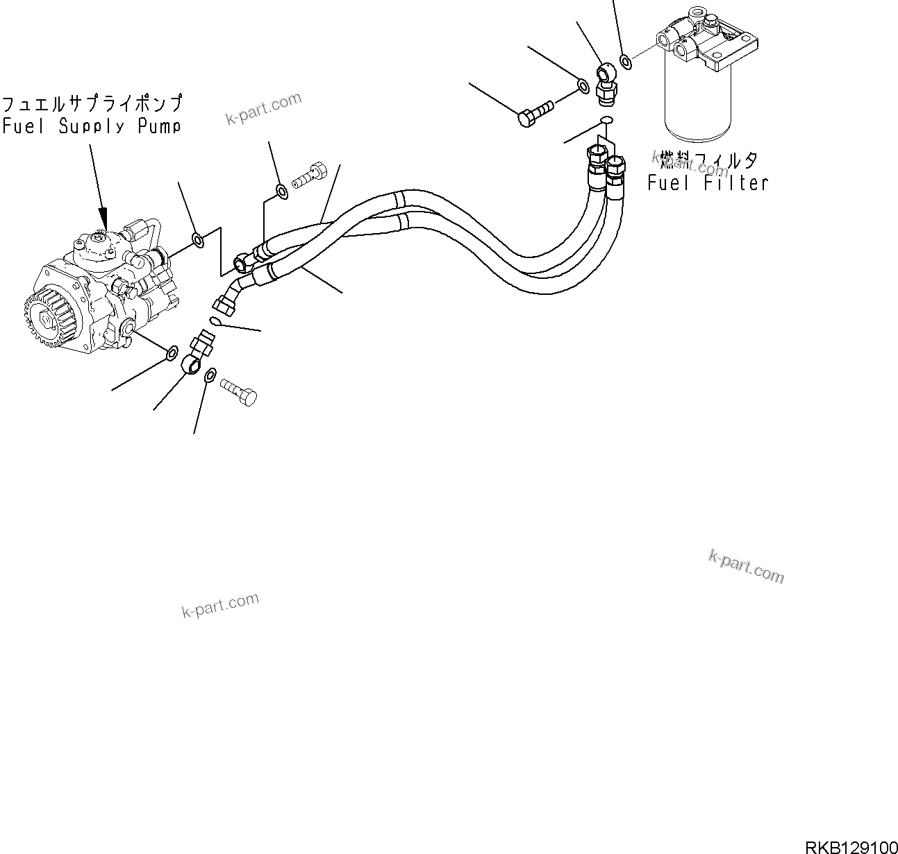 Komatsu parts book diagram for SAA4D95LE-7A S/N 801699-UP FOR PW118MR-11: ENGINE FUEL SYSTEM, FUEL FILTER PIPING