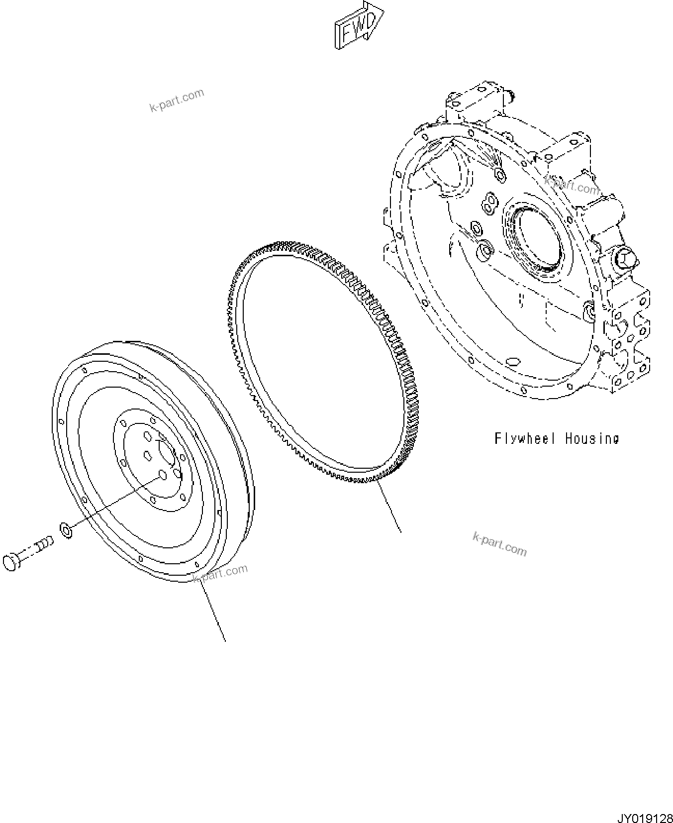 Komatsu parts book diagram for SAA4D95LE-7A S/N 801699-UP FOR PW118MR-11: ENGINE CYLINDER BLOCK AND ITS RELATED PARTS, FLYWHEEL