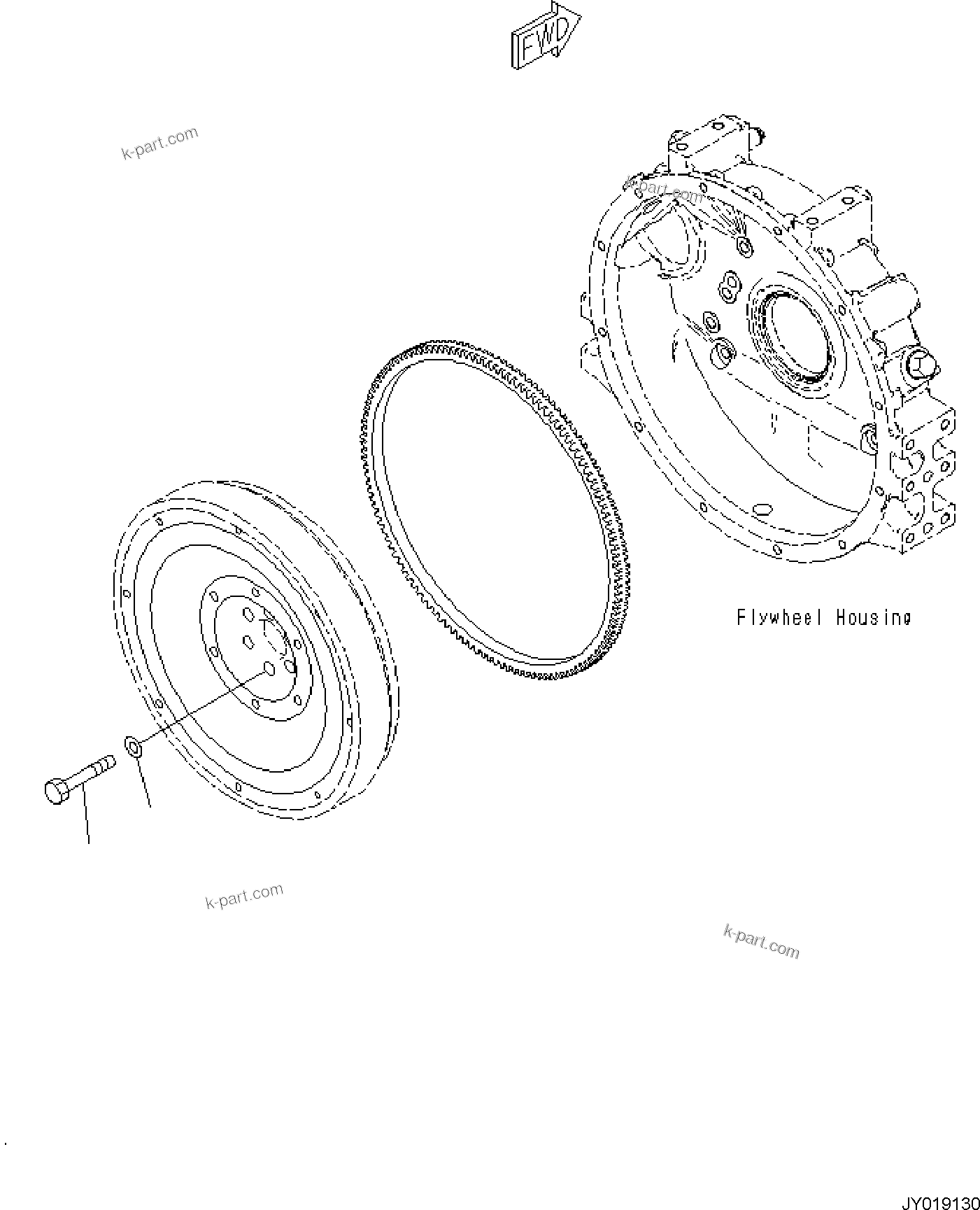 Komatsu parts book diagram for SAA4D95LE-7A S/N 801699-UP FOR PW118MR-11: ENGINE CYLINDER BLOCK AND ITS RELATED PARTS, FLYWHEEL MOUNTING