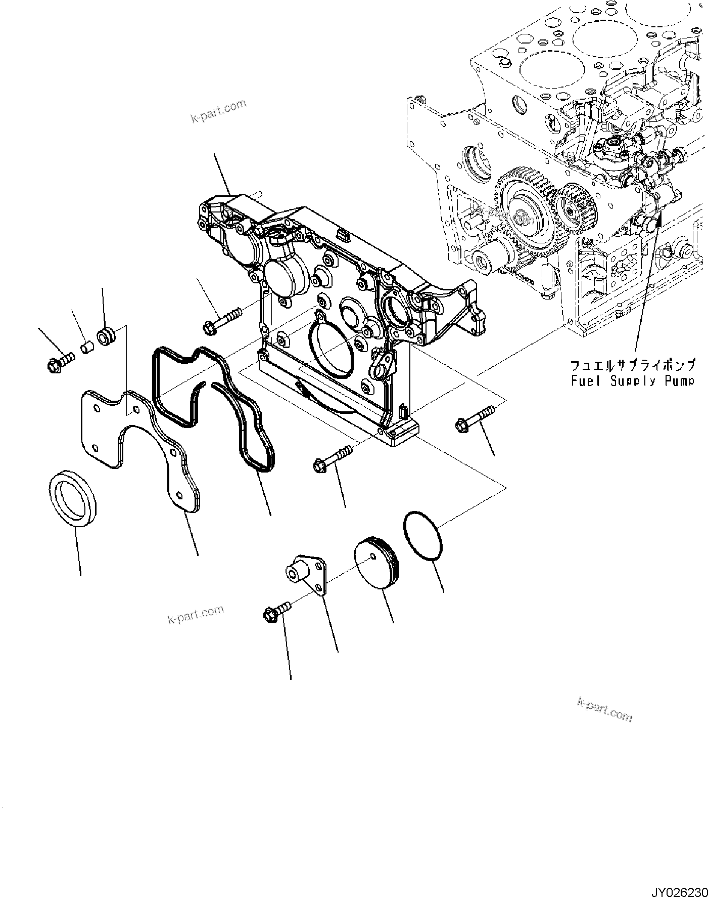 Komatsu parts book diagram for SAA4D95LE-7A S/N 801699-UP FOR PW118MR-11: ENGINE CYLINDER BLOCK AND ITS RELATED PARTS, FRONT GEAR COVER