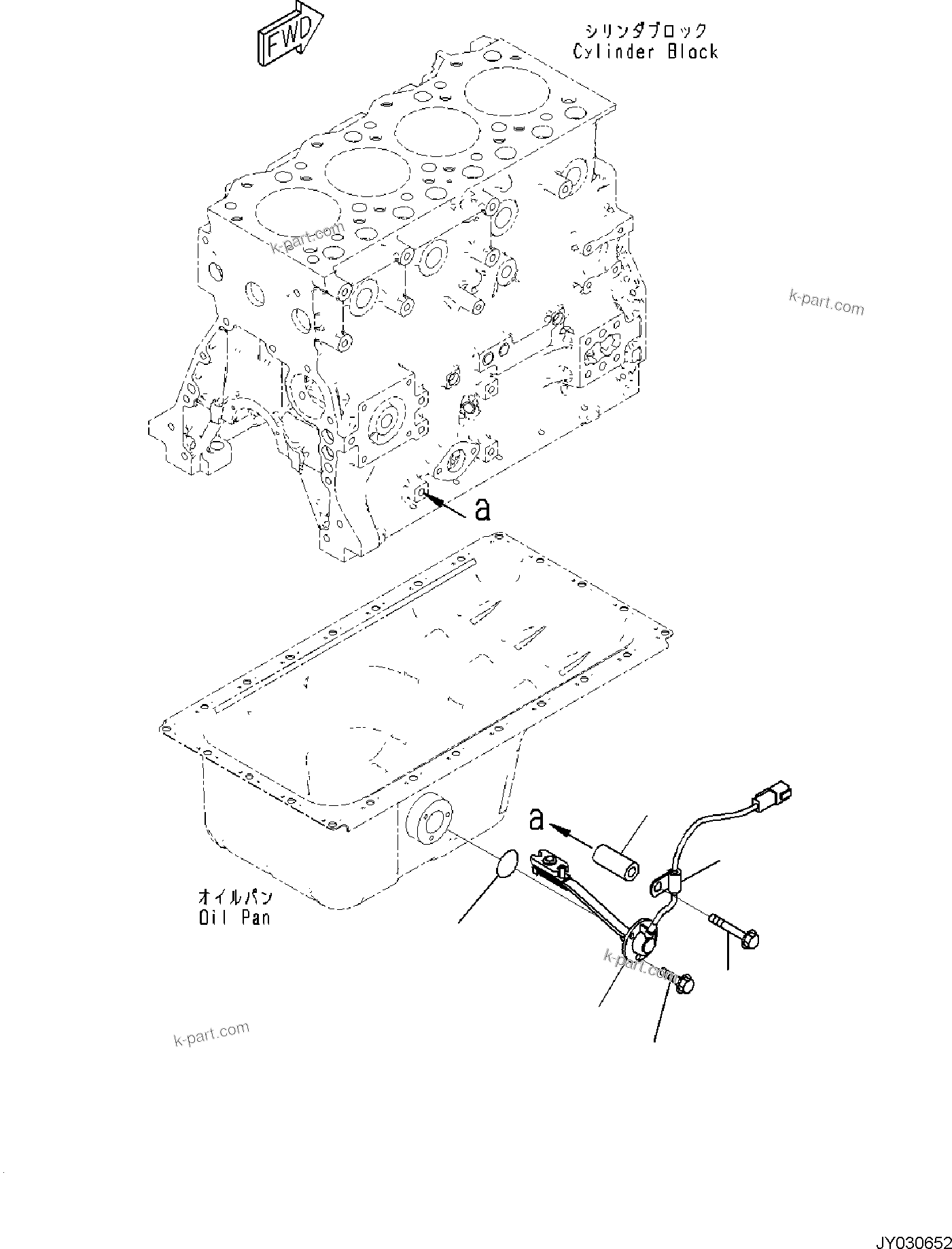 Komatsu parts book diagram for SAA4D95LE-7A S/N 801699-UP FOR PW118MR-11: ENGINE CYLINDER BLOCK AND ITS RELATED PARTS, ENGINE OIL LEVEL SENSOR