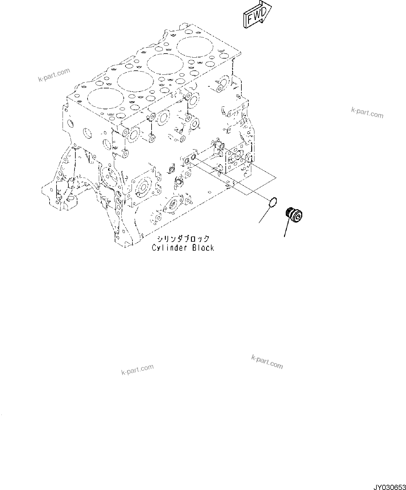 Komatsu parts book diagram for SAA4D95LE-7A S/N 801699-UP FOR PW118MR-11: ENGINE CYLINDER BLOCK AND ITS RELATED PARTS, CYLINDER BLOCK PLUG