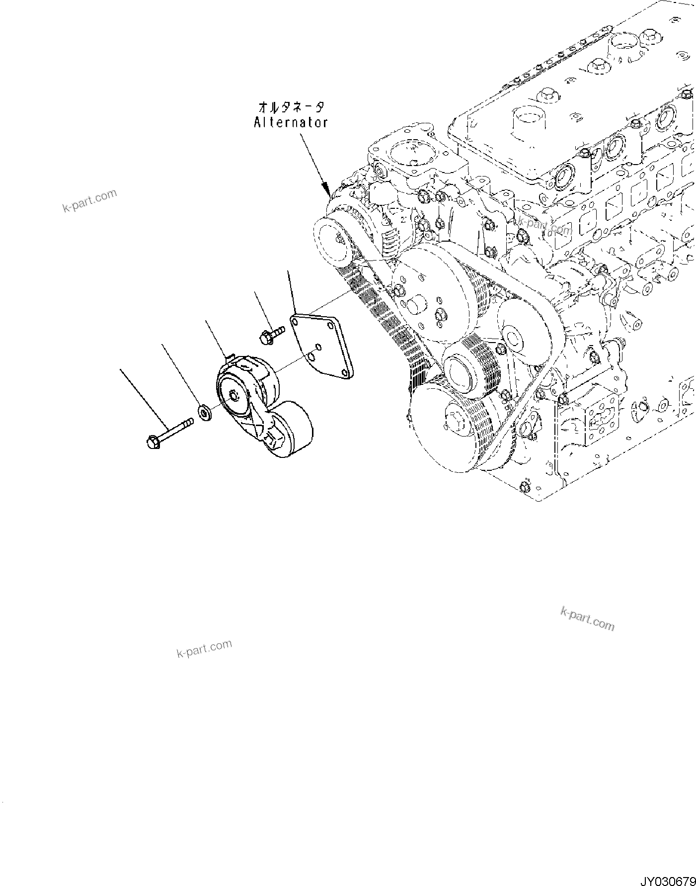 Komatsu parts book diagram for SAA4D95LE-7A S/N 801699-UP FOR PW118MR-11: ENGINE COOLING SYSTEM, COOLING FAN BELT TENSIONER