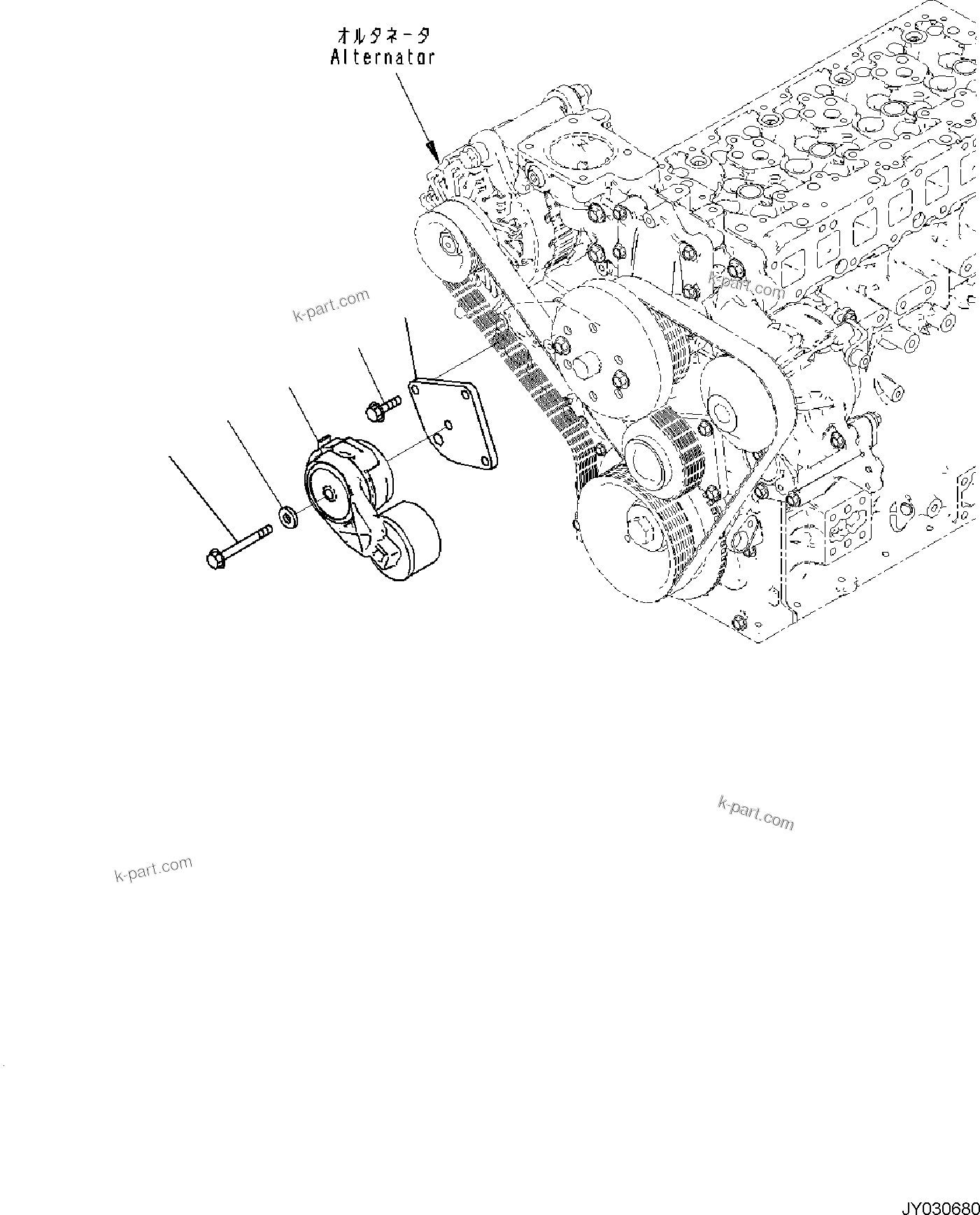 Komatsu parts book diagram for SAA4D95LE-7A S/N 801699-UP FOR PW118MR-11: ENGINE COOLING SYSTEM, TENSION PULLEY