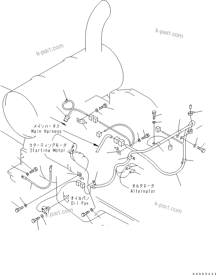 Komatsu parts book diagram for PW150ES-6K S/N K30001-UP: ENGINE ELECTRICAL (WIRE HARNESS)(#K35001-)