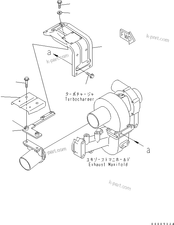 Komatsu parts book diagram for PW150ES-6K S/N K30001-UP: TURBO COVER(#K35001-)