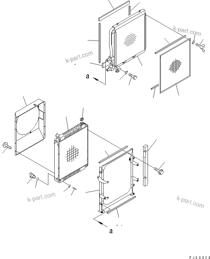 Komatsu parts book diagram for PW150ES-6K S/N K30001-UP: COOLING (RADIATOR AND OIL COOLER)(#K30001-K35000)