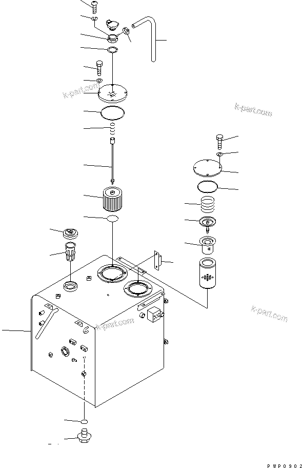 Komatsu parts book diagram for PW150ES-6K S/N K30001-UP: DUAL TANK (FUEL AND HYDRAULIC OIL) (TANK)(#K34001-K34009)