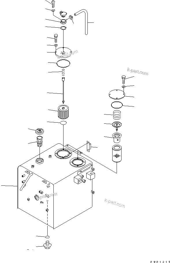 Komatsu parts book diagram for PW150ES-6K S/N K30001-UP: DUAL TANK (FUEL AND HYDRAULIC OIL) (TANK) (ITALIAN SPEC.)(#K34010-)