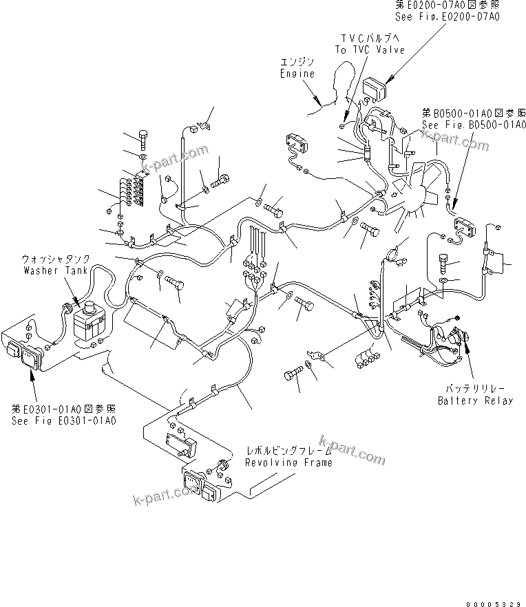 Komatsu parts book diagram for PW150ES-6K S/N K30001-UP: WIRING (MAIN HARNESS)(#K35001-)