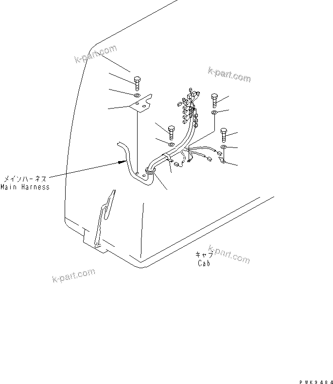 Komatsu parts book diagram for PW150ES-6K S/N K30001-UP: WIRING (CLAMP)