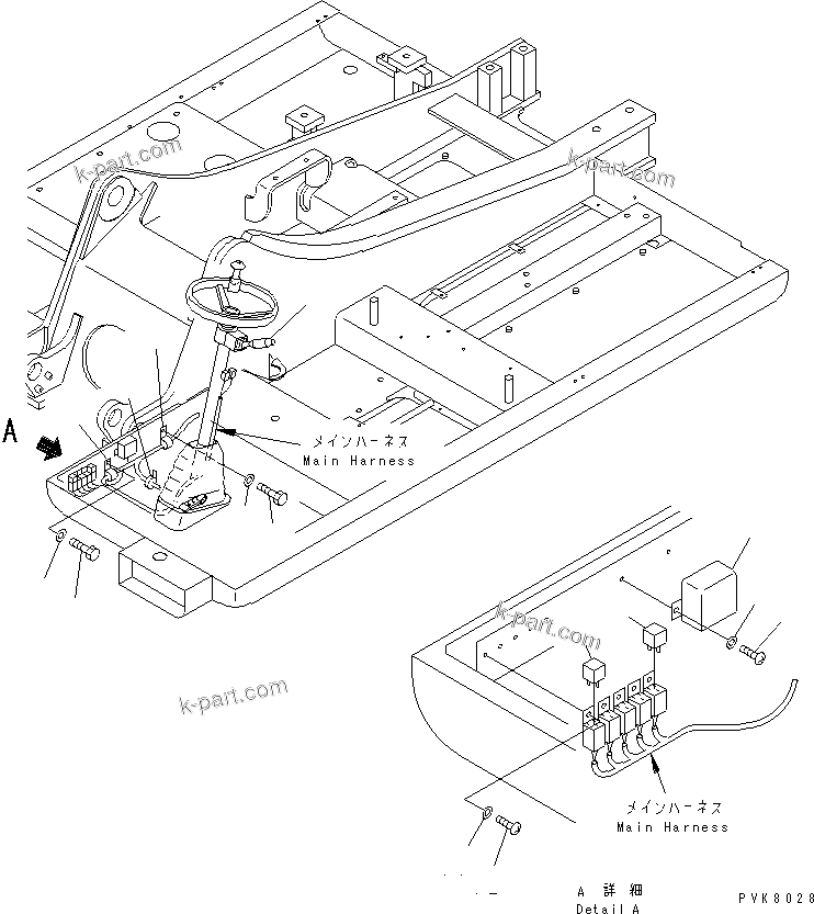 Komatsu parts book diagram for PW150ES-6K S/N K30001-UP: WIRING (FULASHER AND RELAY)