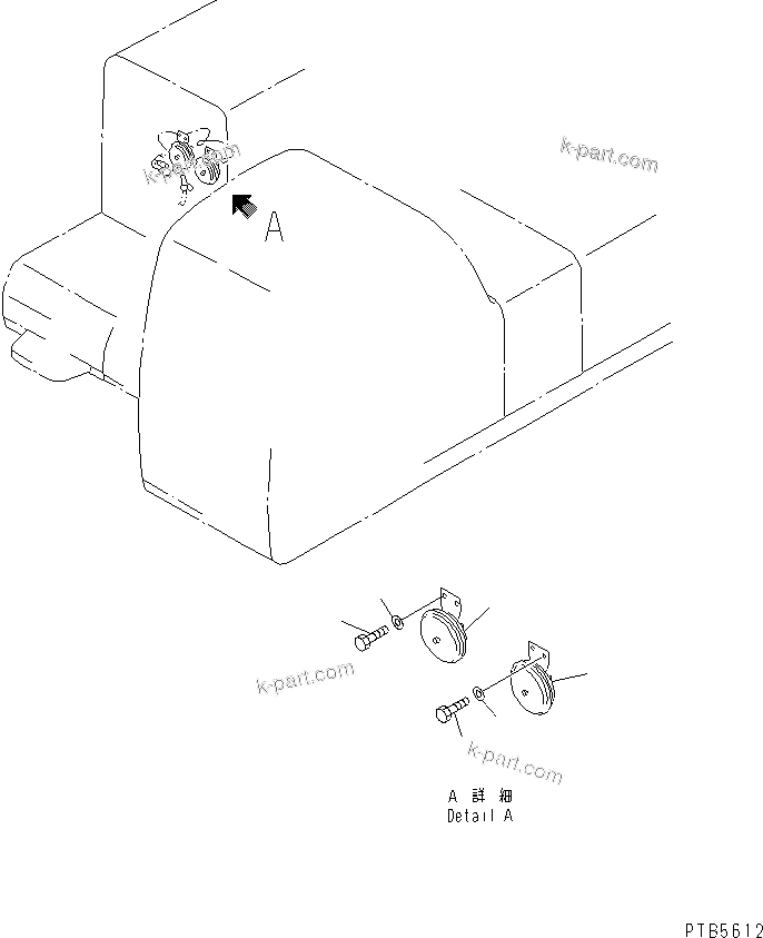 Komatsu parts book diagram for PW150ES-6K S/N K30001-UP: WIRING (HORN)