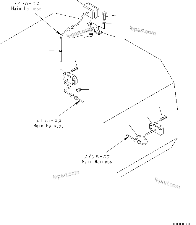 Komatsu parts book diagram for PW150ES-6K S/N K30001-UP: WIRING (REAR WORK LAMP AND TAIL LAMP)(#K35001-)