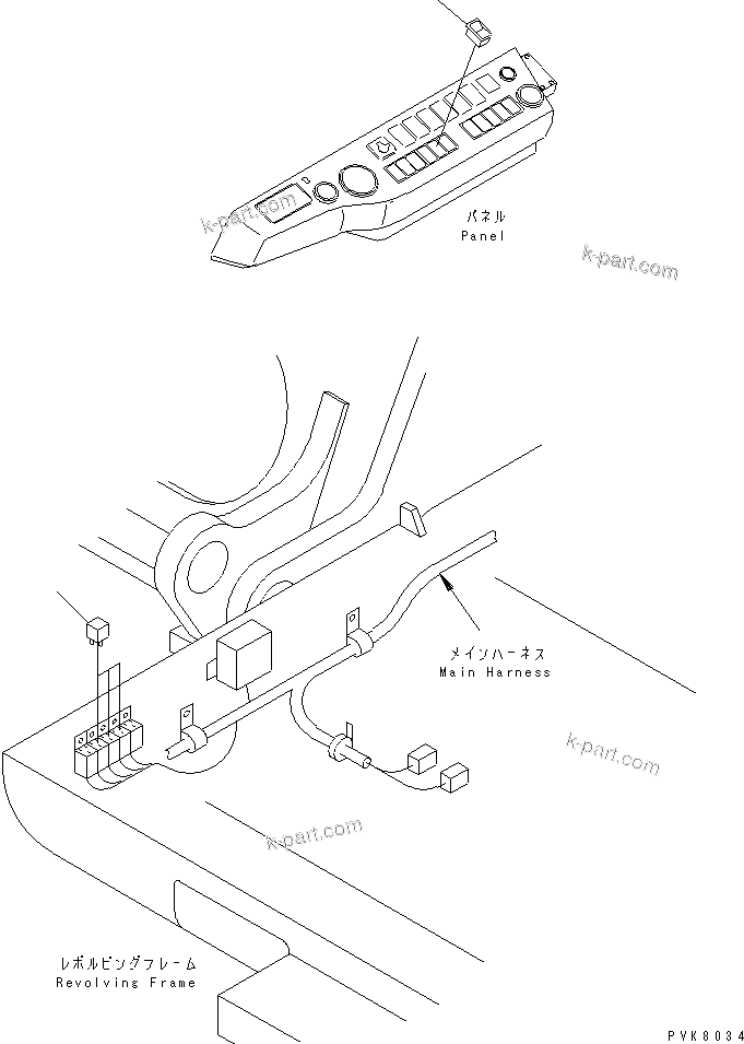 Komatsu parts book diagram for PW150ES-6K S/N K30001-UP: ATTACHMENT ELECTRICAL (WITH DOZER AND OUTRIGGER)