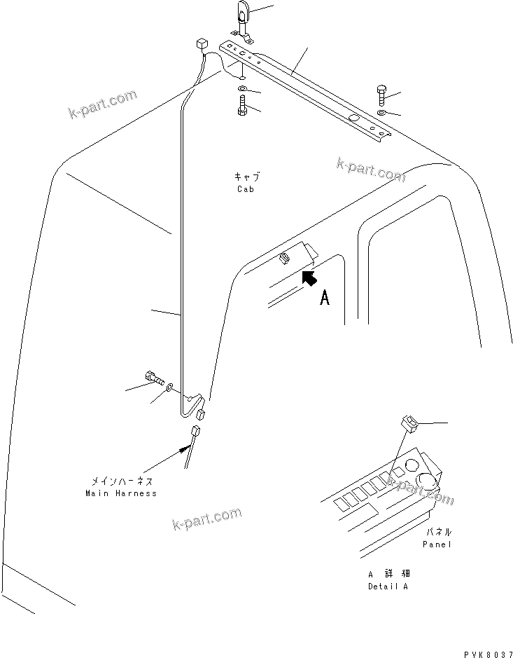 Komatsu parts book diagram for PW150ES-6K S/N K30001-UP: BEACON LIGHT