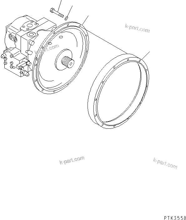 Komatsu parts book diagram for PW150ES-6K S/N K30001-UP: MAIN PUMP AND CONNECTING PARTS