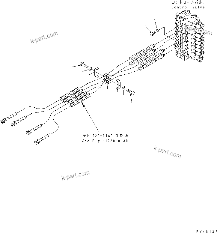 Komatsu parts book diagram for PW150ES-6K S/N K30001-UP: CLAMP (FOR 1-PIECE BOOM)
