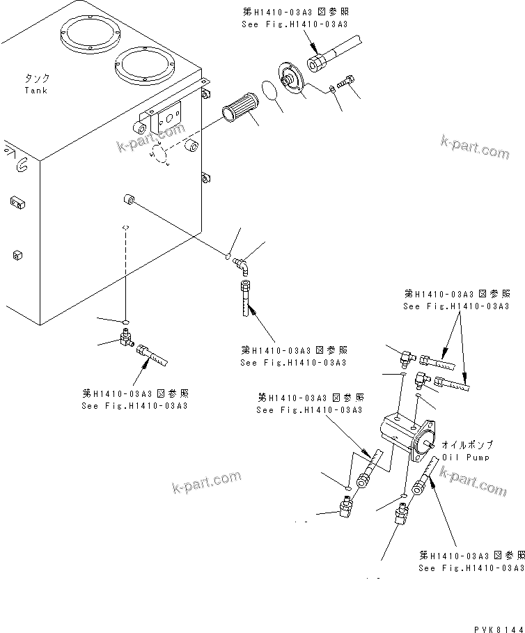 Komatsu parts book diagram for PW150ES-6K S/N K30001-UP: STEERING LINE (ELBOW) (ITALIAN SPEC.)
