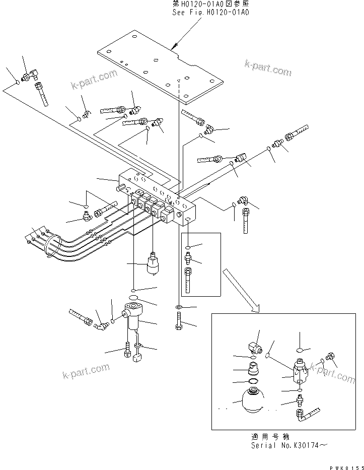 Komatsu parts book diagram for PW150ES-6K S/N K30001-UP: SOLENOID VALVE