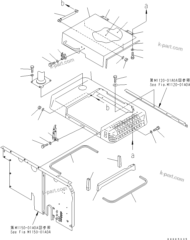 Komatsu parts book diagram for PW150ES-6K S/N K30001-UP: HOOD(#K35001-)