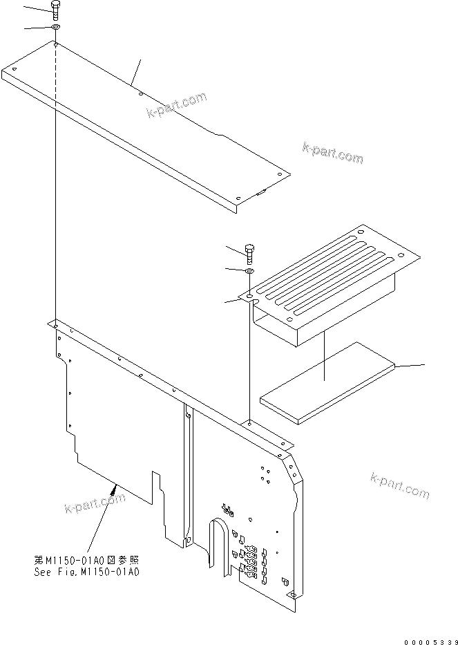 Komatsu parts book diagram for PW150ES-6K S/N K30001-UP: COVER UPPER(#K35001-)