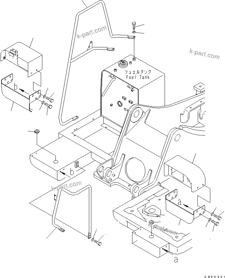Komatsu parts book diagram for PW150ES-6K S/N K30001-UP: HAND RAIL (ITALIAN SPEC.) (WITH FRONT OUTRIGGER)(#K34001-)