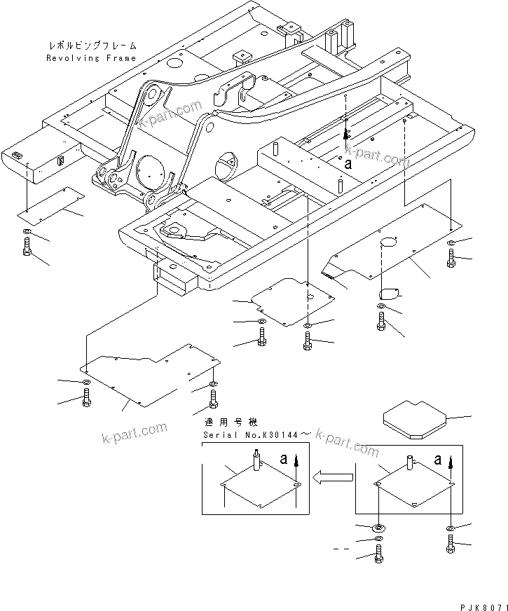Komatsu parts book diagram for PW150ES-6K S/N K30001-UP: UNDER COVER