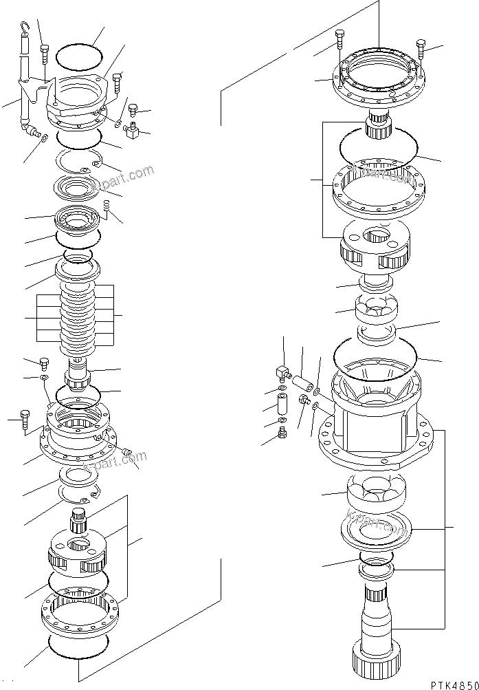 Komatsu parts book diagram for PW150ES-6K S/N K30001-UP: SWING MACHINERY (INNER PARTS)