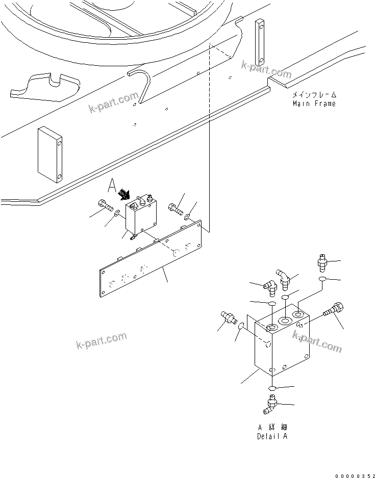 Komatsu parts book diagram for PW150ES-6K S/N K30001-UP: REAR OUTRIGGER PIPING (2/4)