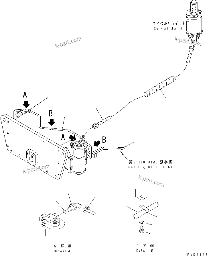 Komatsu parts book diagram for PW150ES-6K S/N K30001-UP: SUSPENSION LOCK LINE