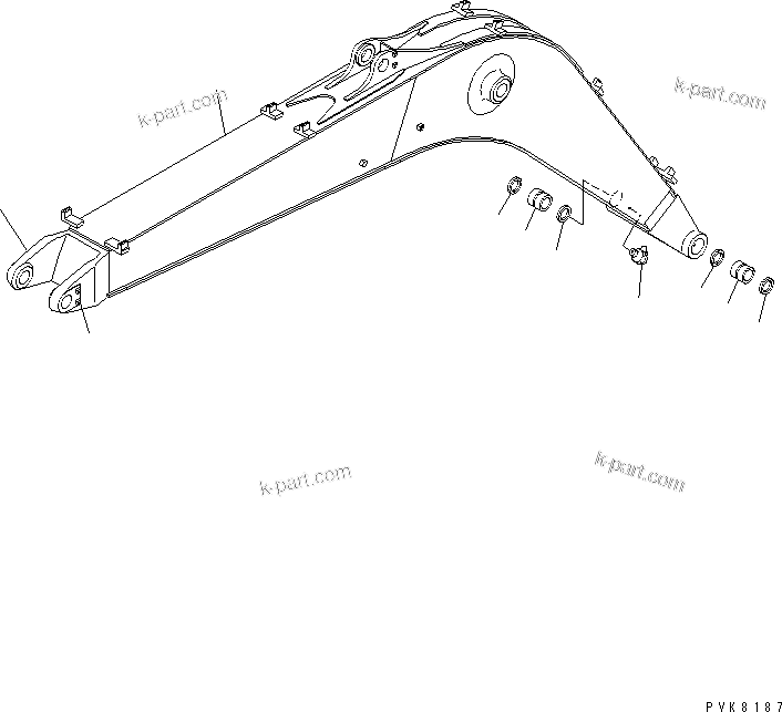 Komatsu parts book diagram for PW150ES-6K S/N K30001-UP: 1-PIECE BOOM (BOOM)