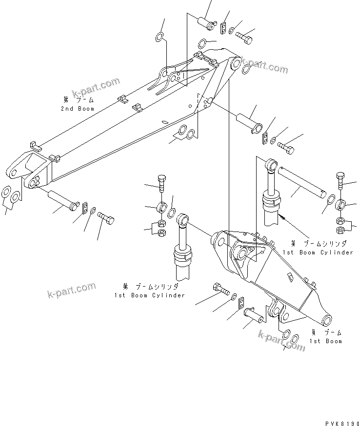 Komatsu parts book diagram for PW150ES-6K S/N K30001-UP: 2-PIECES BOOM (PIN)