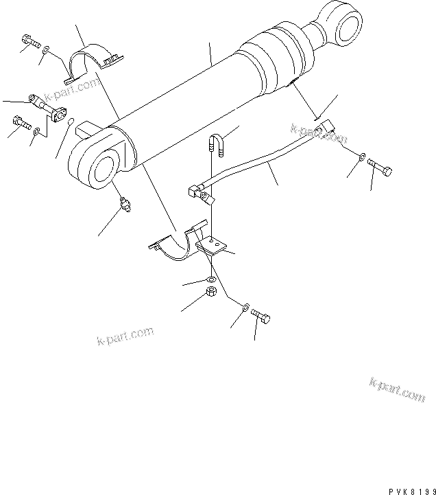 Komatsu parts book diagram for PW150ES-6K S/N K30001-UP: BOOM ADJUSTMENT CYLINDER (FOR 2-PIECES BOOM)