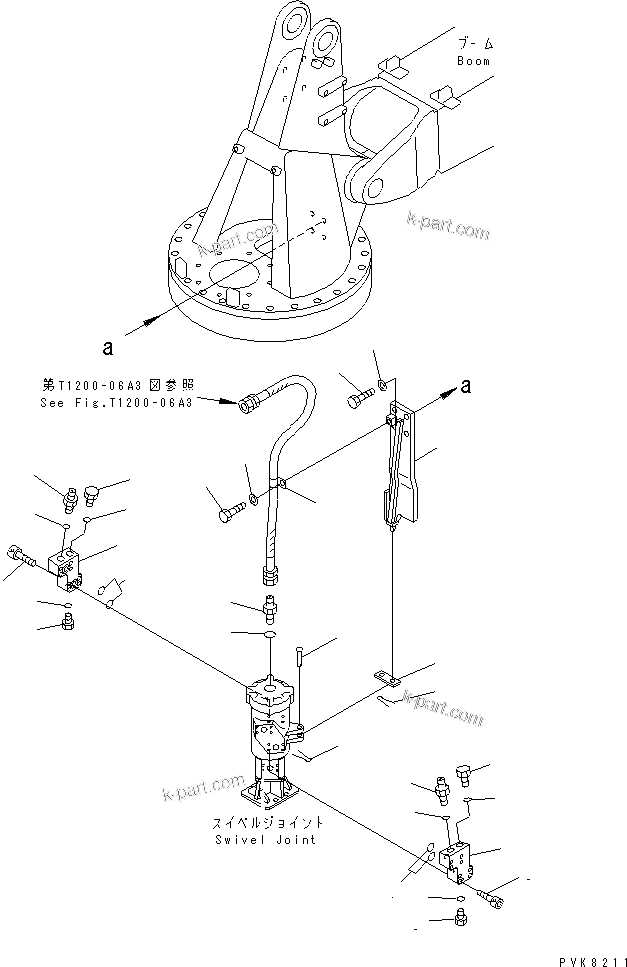 Komatsu parts book diagram for PW150ES-6K S/N K30001-UP: ROTARY ARM (SWIVEL JOINT) (2/2)
