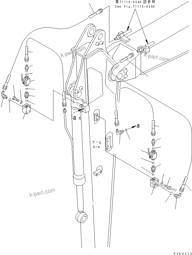 Komatsu parts book diagram for PW150ES-6K S/N K30001-UP: ARM (PIPING) (2.1M)