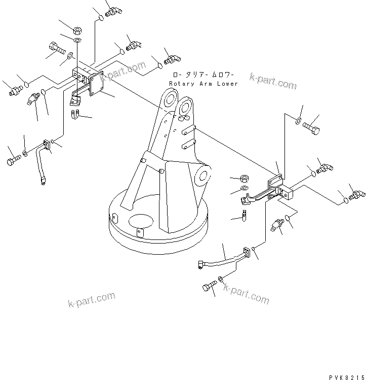 Komatsu parts book diagram for PW150ES-6K S/N K30001-UP: ROTARY ARM (PIPING) (1/2)