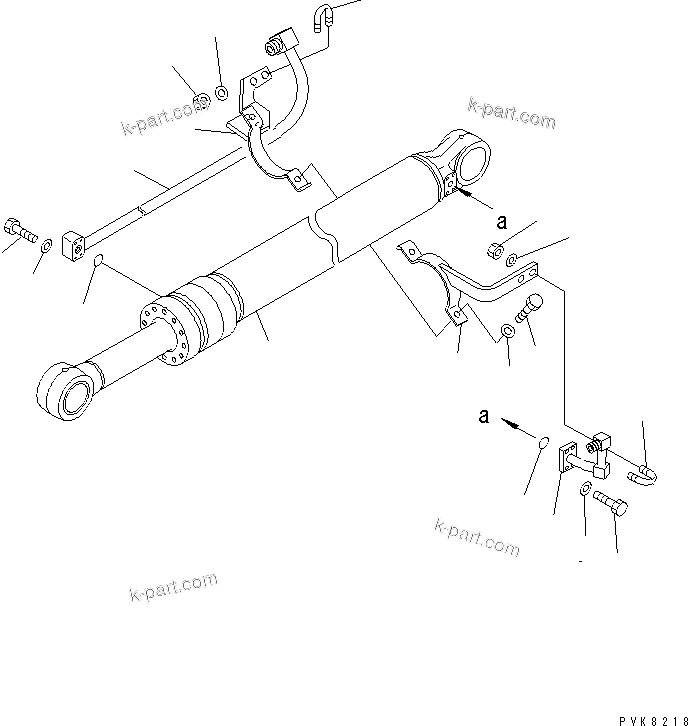 Komatsu parts book diagram for PW150ES-6K S/N K30001-UP: BUCKET CYLINDER (FOR ROTARY ARM)
