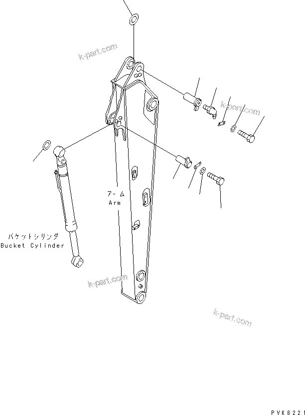 Komatsu parts book diagram for PW150ES-6K S/N K30001-UP: BUCKET LINK AND PINS (2/2)