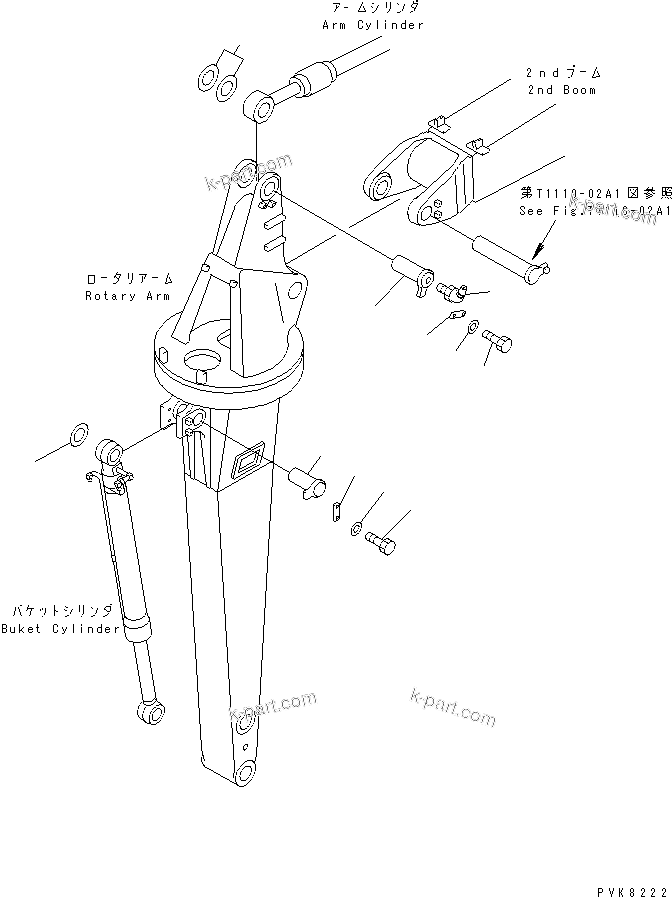 Komatsu parts book diagram for PW150ES-6K S/N K30001-UP: BUCKET LINK AND PINS (2/2) (FOR ROTARY ARM)