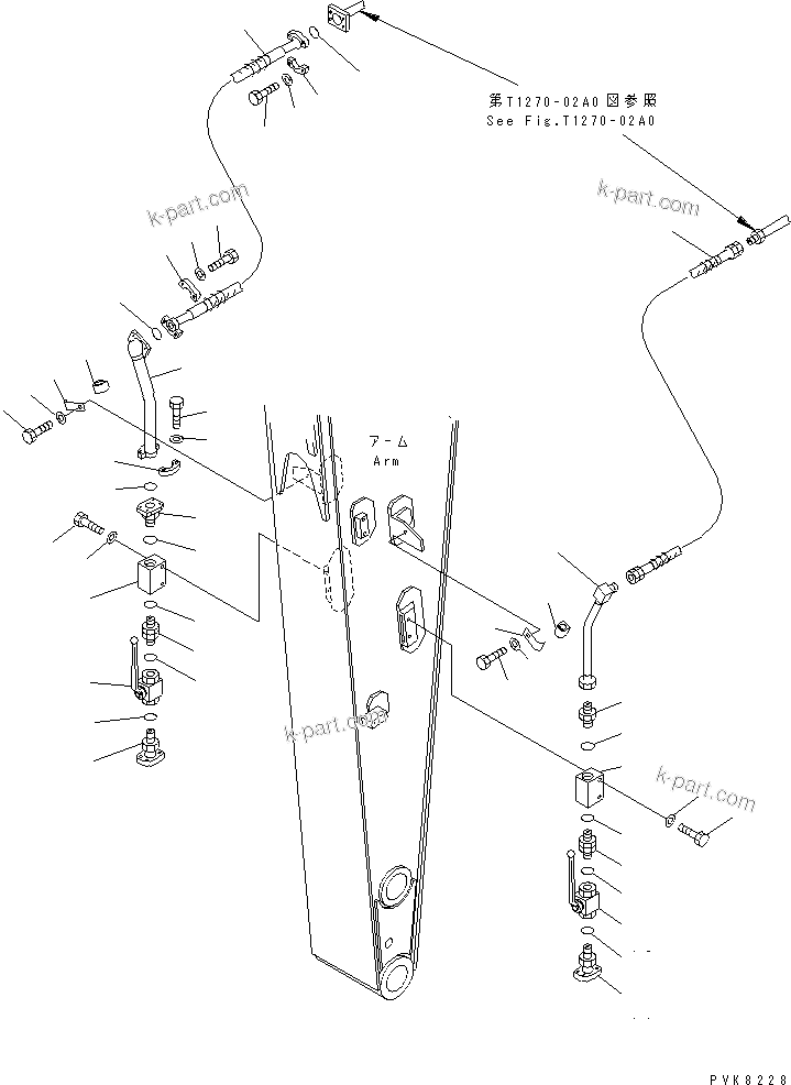 Komatsu parts book diagram for PW150ES-6K S/N K30001-UP: ATTACHMENT LINE (ARM LINE) (FOR 2.5M ARM)(#K30001-K34000)