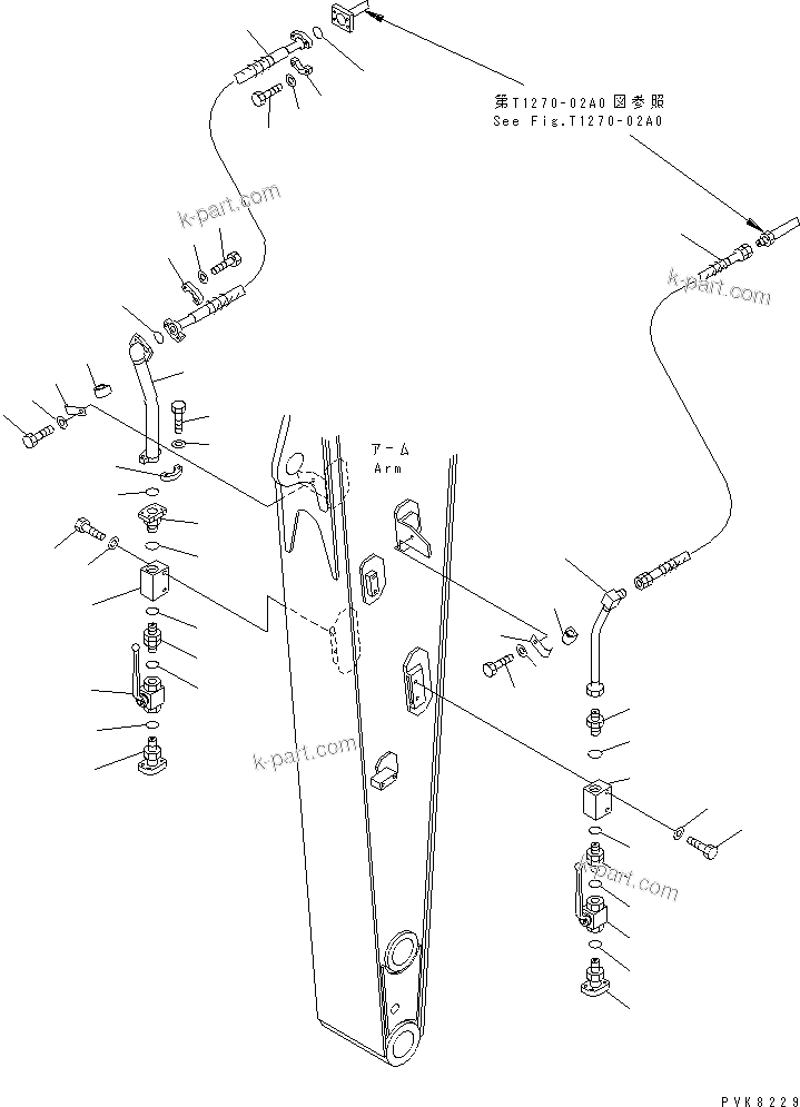 Komatsu parts book diagram for PW150ES-6K S/N K30001-UP: ATTACHMENT LINE (ARM LINE) (FOR 3.0M ARM)(#K30001-K34000)