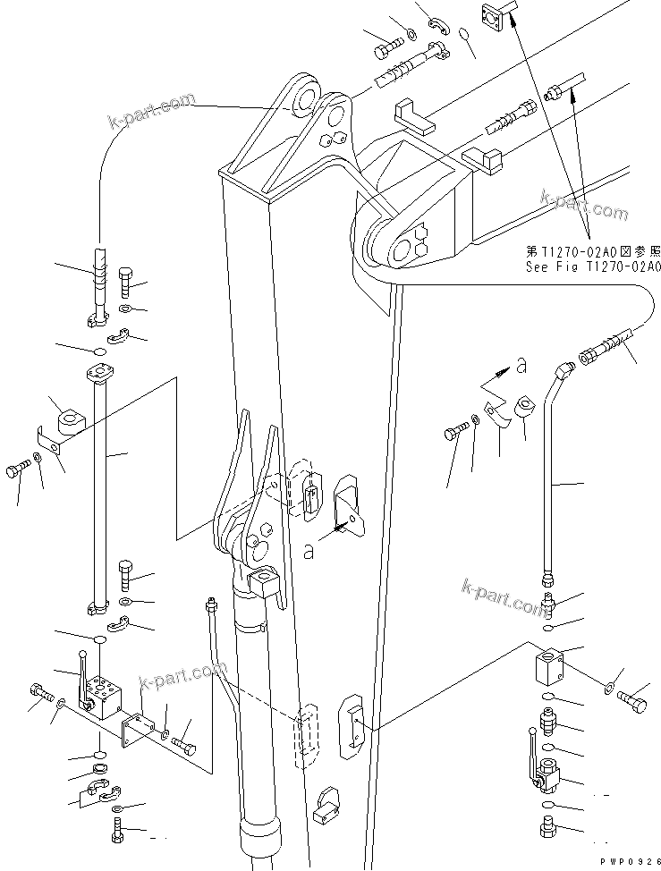 Komatsu parts book diagram for PW150ES-6K S/N K30001-UP: ATTACHMENT LINE (ARM LINE) (FOR 3.0M ARM)(#K34001-)